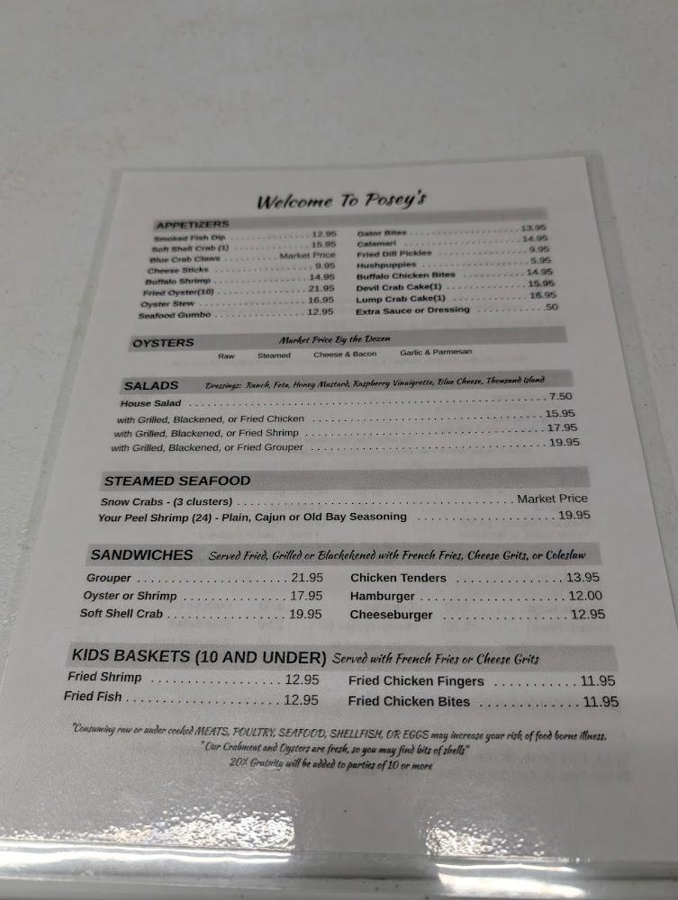 Posey Beyond the Bay Restaurant Menu image 2